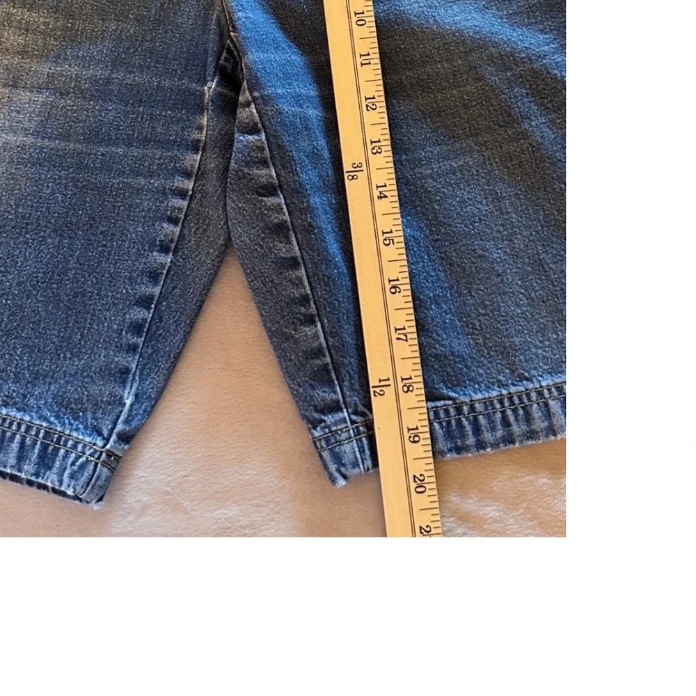 Liz Claiborne Lizwear Womens Denim Shorts Size 6 Blue High Rise Carpenter Cotton
